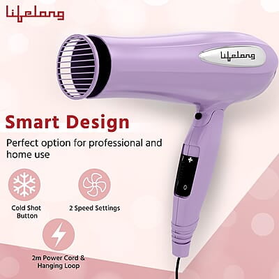 Lifelong Hair Dryer Hair Dryer For Women & Men, 2100 Watts 2 Speed and 2 Temprature Setting