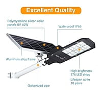 250W LED Solar Street Lights, Outdoor Dusk to Dawn Pole Light with Remote Control, Waterproof