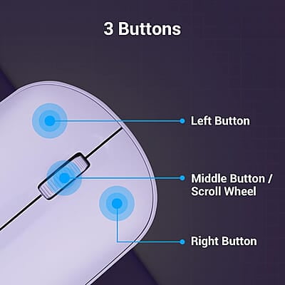 ZEBRONICS Pulse Wireless Mouse, Multi Connectivity, Dual Bluetooth, for Mac, Laptop, Computer, Tablet, 2.4GHz, 1200 DPI, Comfortable & Lightweight