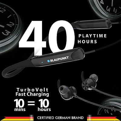 Blaupunkt Newly Launched Be120 Touch Wireless in Ear Neckband with Multi-Touch Control I Auto Magnetic Off I Gaming Ready I 40H Playtime I Turbovolt Charging I Built-in Handsfree Calling