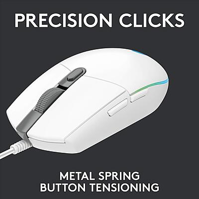 LOGITECH USB WIRED GAMING MOUSE WITH 8K DPI TRACKING AND CUSTOMIZABLE RGB LIGHTING G102-White