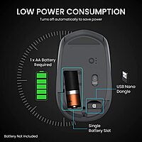 Portronics Toad 23 Wireless Optical Mouse with 2.4GHz, USB Nano Dongle, Optical Orientation, Click Wheel, Adjustable DPI(Black) Portronics Toad 23 Wireless Optical Mouse with 2.4GHz, USB Nano Dongle, Optical Orientation, Click Wheel, Adjustable DPI(Black)