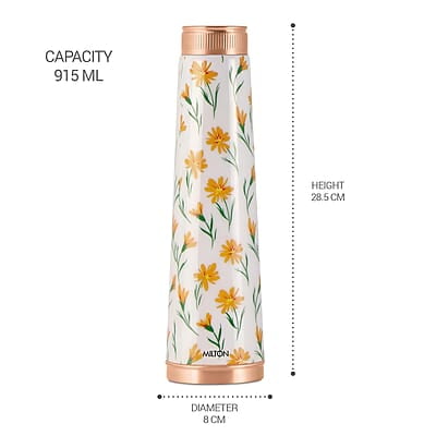 MILTON Copper Delight Design Water Bottle, 915 ml, Ethnic  Lacquer Coating, Curved bottle