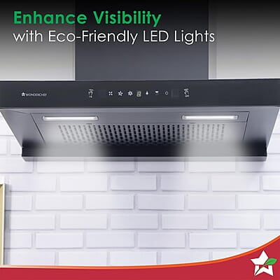 Wonderchef Ruby Sleek 90cm Chimney Powerful Suction of 1400m3/hr Auto Clean Function Oil Collector Low Noise