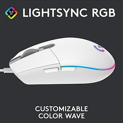 LOGITECH USB WIRED GAMING MOUSE WITH 8K DPI TRACKING AND CUSTOMIZABLE RGB LIGHTING G102-White