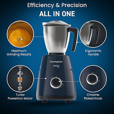 CROMPTON AMEO PRO 750W 4 Jars Mixer Grinder with MaxiGrind and Motor Vent-X Technology
