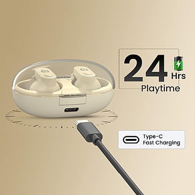 Portronics Harmonics Twins S16 in Ear Wireless TWS Earbuds with 24 Hrs Playtime Bluetooth 5.3v