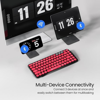 Portronics Bubble 2.0 Wireless Keyboard with Bluetooth + 2.4 GHz Receiver, Connect 3 Devices, Compact TKL Size, 10m Working Range, Function Shortcut Keys, for Laptop, PC, Smartphone, Tablet Portronics Bubble 2.0 Wireless Keyboard with Bluetooth + 2.4 GHz Receiver, Connect 3 Devices, Compact TKL Size, 10m Working Range, Function Shortcut Keys, for Laptop, PC, Smartphone, Tablet
