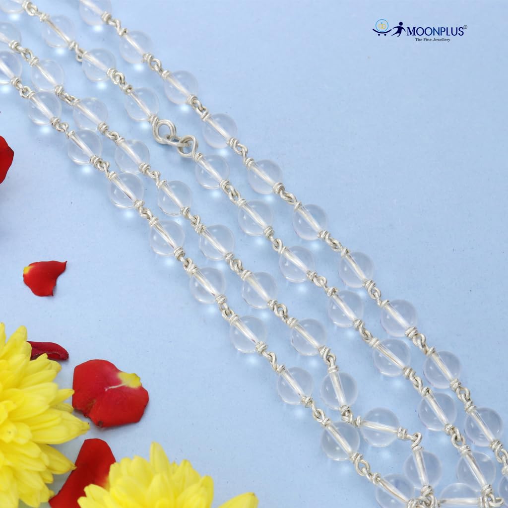 Pure Silver Sphatik mala Crystal Jaap Mala for Pooja