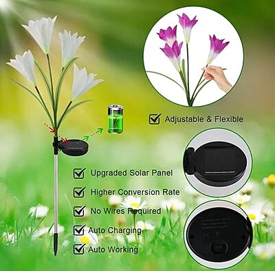 Flower Lily Solar Changing Garden Lights - Solar-Powered, Colour Changing Flower Lily Solar Changing Garden Lights - Solar-Powered, Colour Changing