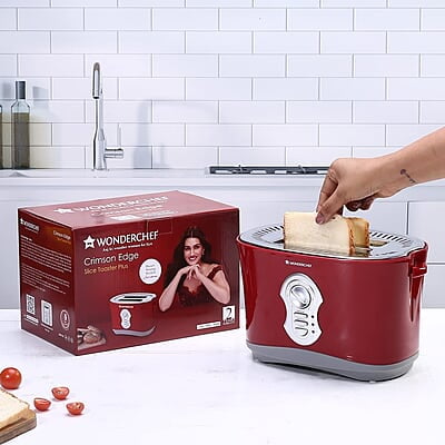 Wonderchef Crimson Edge Slice Toaster with Defrost, Reheat & Cancel Function 800 Watt