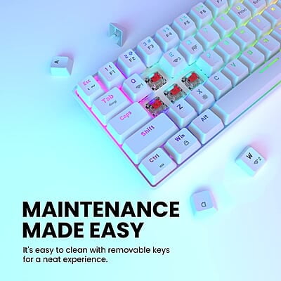 Portronics Hydra 10 Mechanical Wireless Gaming Keyboard with Bluetooth 5.0 + 2.4 GHz, RGB Lights 16.8 Million Colors, Type C Charging, Compatible with PCs, Smartphones and Tablets