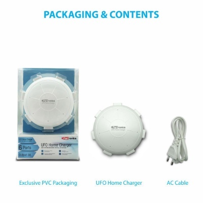 Portronics POR 343 UFO USB Home Charger 6 Ports 8A Charging Station for Smartphones and Tablets (White) Portronics POR 343 UFO USB Home Charger 6 Ports 8A Charging Station for Smartphones and Tablets (White)