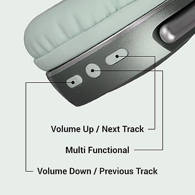 ZEBRONICS DUKE 2 Wireless Headphone, Supports Bluetooth, Dual Pairing, Deep Bass, up to 60h Battery Backup, AUX, Environmental Noise Cancellation, Gaming Mode, Now with Type C Charging