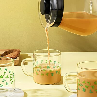 Borosil Vision Sage Tea n Coffee Classic Mug Set of 6 Pcs 190 ml | Borosillicate Glass, Microwave Safe, Scratch Resistance, Lightweight | for Chai, Green Tea, Milk | Transparent Borosil Vision Sage Tea n Coffee Classic Mug Set of 6 Pcs 190 ml | Borosillicate Glass, Microwave Safe, Scratch Resistance, Lightweight | for Chai, Green Tea, Milk | Transparent