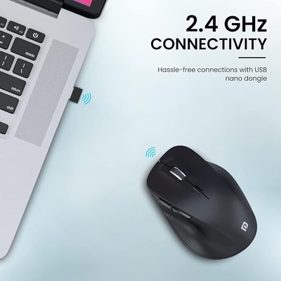 Portronics Toad 24 Wireless Mouse, with 2.4 GHz USB Nano Receiver, Adjustable DPI up to 1600, Dual-Function Scroll Wheel, for Laptop, Mac, PC (Black) Portronics Toad 24 Wireless Mouse, with 2.4 GHz USB Nano Receiver, Adjustable DPI up to 1600, Dual-Function Scroll Wheel, for Laptop, Mac, PC (Black)