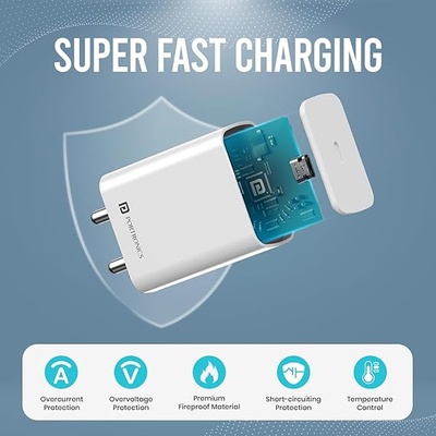 Portronics Adapto 70 33W Fast Charger Adapter with Dual Output (USB + Type C) Supports PPS Charging Via Type C Port, 27W Dash, Warp 27W, Dart, Super Dart 27W(White) Portronics Adapto 70 33W Fast Charger Adapter with Dual Output (USB + Type C) Supports PPS Charging Via Type C Port, 27W Dash, Warp 27W, Dart, Super Dart 27W(White)