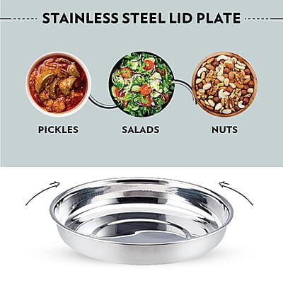Borosil Carry Fresh Stainless Steel Lunchbox Set of 3 (280ml x 2 Insulated Containers + 475ml