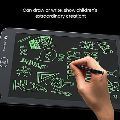 Portronics Ruffpad 12E Re-Writable LCD Writing Pad with 30.4cm (12 inch) Writing Area, India's First Notepad