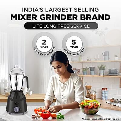Preethi Galaxy Plus Mixer Grinder for Kitchen - 4 Jars 750 Watt Mixie (3 Stainless steel Jars+1 Super Extractor Juicer Jar)