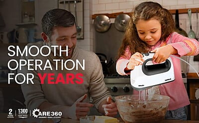 Havells Whisko 300 watt Hand Mixer with Single Eject Button, 5 Speed Turbo Function, Stainless Steel Hooks