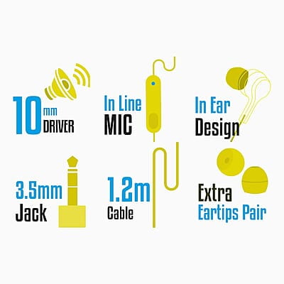 Zebronics Zeb-BRO PRO in Ear Wired Stereo Earphones with Mic, 3.5mm Audio Input Jack, 10mm Drivers, in-Line Mic, 1.2 Metre Cable