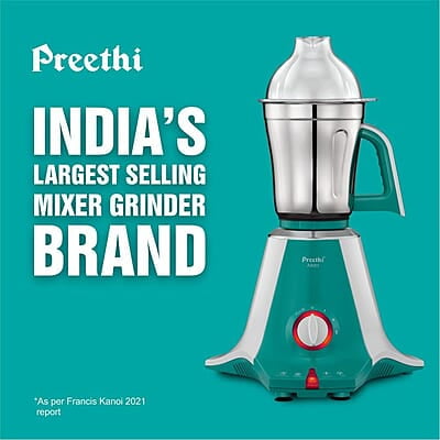 Preethi Aries MG 216 mixer grinder 750 watt, Green, 4 Jars, Vega W5 motor with 5yr Warranty