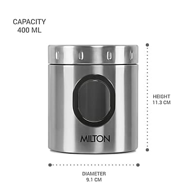 MILTON Steel Crispy 350 Storage Jar, 400 ml Light Weight Odour Proof  Dishwasher Safe