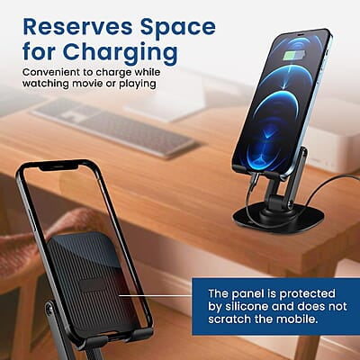 Portronics Mobot III 360° Rotatable & Foldable Mobile Phone Holder With Stable Metallic base,Adjustable Height