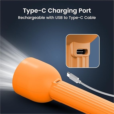 Portronics Eco Glow LED Torch Light with USB Rechargeable Battery, Dual-Brightness Levels, SOS Emergency Light Mode, Long Distance Flashlight, for Home, Outdoor, Camping, Travel (Orange) Portronics Eco Glow LED Torch Light with USB Rechargeable Battery, Dual-Brightness Levels, SOS Emergency Light Mode, Long Distance Flashlight, for Home, Outdoor, Camping, Travel (Orange)