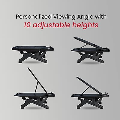 Portronics My Buddy Hexa 33 Laptop Stand with Phone Holder, Four Legs, Foldable Design, Improved Airflow