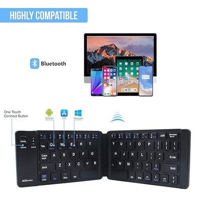 Portronics Chicklet POR-973 Foldable QWERTY Keyboard, Mini Pocket Sized, Rechargeable, Bluetooth Wireless, One Touch Connect Button, for iOS, Android and Windows Tabs, Smartphones, Black Portronics Chicklet POR-973 Foldable QWERTY Keyboard, Mini Pocket Sized, Rechargeable, Bluetooth Wireless, One Touch Connect Button, for iOS, Android and Windows Tabs, Smartphones, Black
