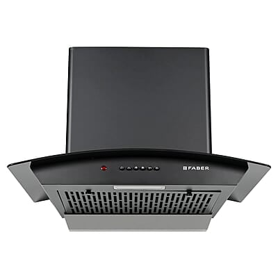 Faber 60 Cm 1100 M³/Hr Auto-Clean Curved Glass Kitchen Chimney [HOOD ALPHA In HC PB FL BK 60]