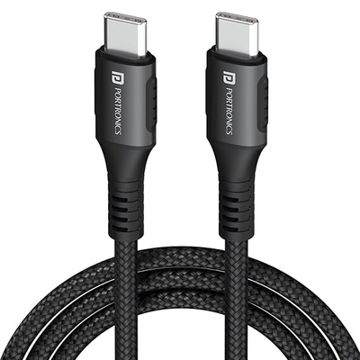 Portronics Konnect 240C Type C to Type C Fast Charging Cable with 240W Max Output, Nylon Braided, Tangle Free, 1.2M Long, Supports Laptop Charging(Black) Portronics Konnect 240C Type C to Type C Fast Charging Cable with 240W Max Output, Nylon Braided, Tangle Free, 1.2M Long, Supports Laptop Charging(Black)