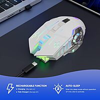 Wireless Gaming Mouse AD-WB-148, Bluetooth RGB Rechargeable, 2.4G USB, 7-Color Backlit, 6 Buttons and Silent Click for Laptop, PC, Mac Wireless Gaming Mouse AD-WB-148, Bluetooth RGB Rechargeable, 2.4G USB, 7-Color Backlit, 6 Buttons and Silent Click for Laptop, PC, Mac