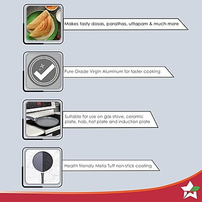 Wonderchef Granite 24cm Non-Stick Dosa Tawa 3.5mm Virgin Aluminium