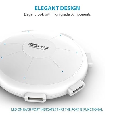 Portronics POR 343 UFO USB Home Charger 6 Ports 8A Charging Station for Smartphones and Tablets (White) Portronics POR 343 UFO USB Home Charger 6 Ports 8A Charging Station for Smartphones and Tablets (White)