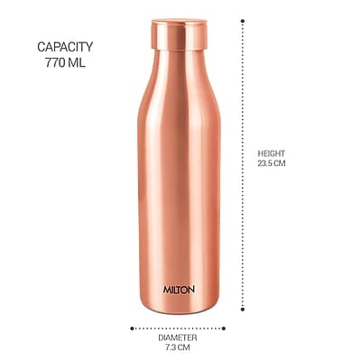 MILTON Copper Charge 750 Water Bottle, 770 ml Lacquer Coating, Curved bottle