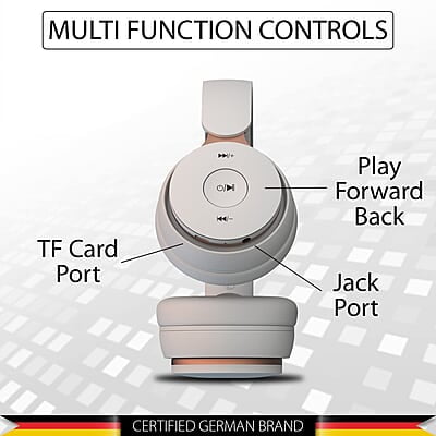 Blaupunkt BH01 Bluetooth Wireless On Ear Headphones with 18 Hrs* Playtime I Passive Noise Reduction I TF Card Slot & Built-in FM I 40MM Drivers & Soft Padded Ear Cushions