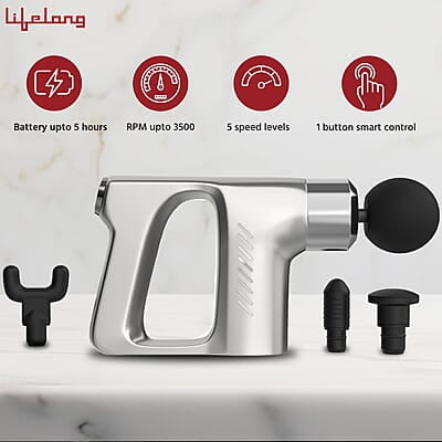 Lifelong Massage Gun - Full Body Massager - Percussion Gun Machine with Threaded Belt for Deep Tissue Muscle Massage Lifelong Massage Gun - Full Body Massager - Percussion Gun Machine with Threaded Belt for Deep Tissue Muscle Massage