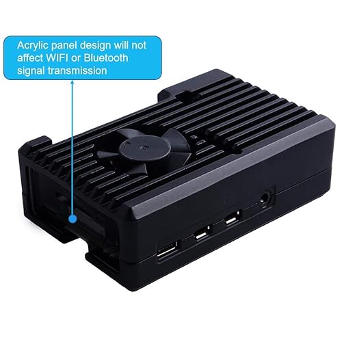 Stripe Aluminum Cooling Case for Raspberry Pi 4/4B, Built-In Active Radiator with Fins