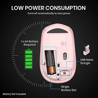 Portronics Toad 23 Wireless Optical Mouse with 2.4GHz, USB Nano Dongle, Optical Orientation, Click Wheel, Adjustable DPI