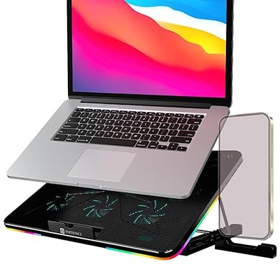 Portronics My Buddy Air Cooling Pad Laptop Stand with 6 Cooling Fans, RGB Lights, 7 Adjustable Heights, Mobile Stand for Upto 17 Inches Laptop (Black) Portronics My Buddy Air Cooling Pad Laptop Stand with 6 Cooling Fans, RGB Lights, 7 Adjustable Heights, Mobile Stand for Upto 17 Inches Laptop (Black)