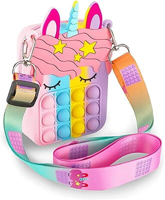 Pop it Fidget Unicorn Sling Bag with Adjustable Sling Zipper Closer Silicon Unicorn Cross Body Shoulder Bag Travel Pouch for Girls Stress Relief Multicolor Pouch Travel Pouch for Girls (Random Color) Pop it Fidget Unicorn Sling Bag with Adjustable Sling Zipper Closer Silicon Unicorn Cross Body Shoulder Bag Travel Pouch for Girls Stress Relief Multicolor Pouch Travel Pouch for Girls (Random Color)