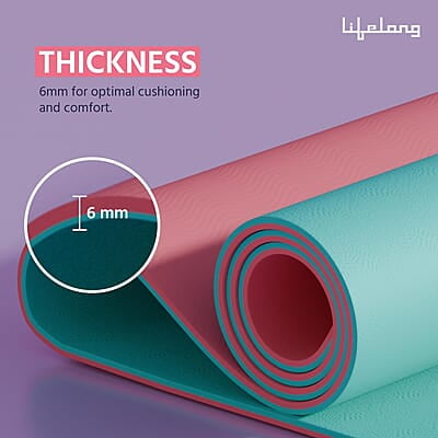 Lifelong Dual Color TPE Material Yoga Mat for Women & Men 6mm Anti-Slip Yoga Mat for Gym Workout Exercise Mat Lifelong Dual Color TPE Material Yoga Mat for Women & Men 6mm Anti-Slip Yoga Mat for Gym Workout Exercise Mat