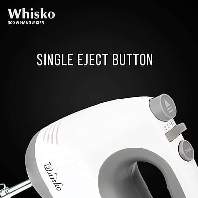 Havells Whisko 300 watt Hand Mixer with Single Eject Button, 5 Speed Turbo Function, Stainless Steel Hooks