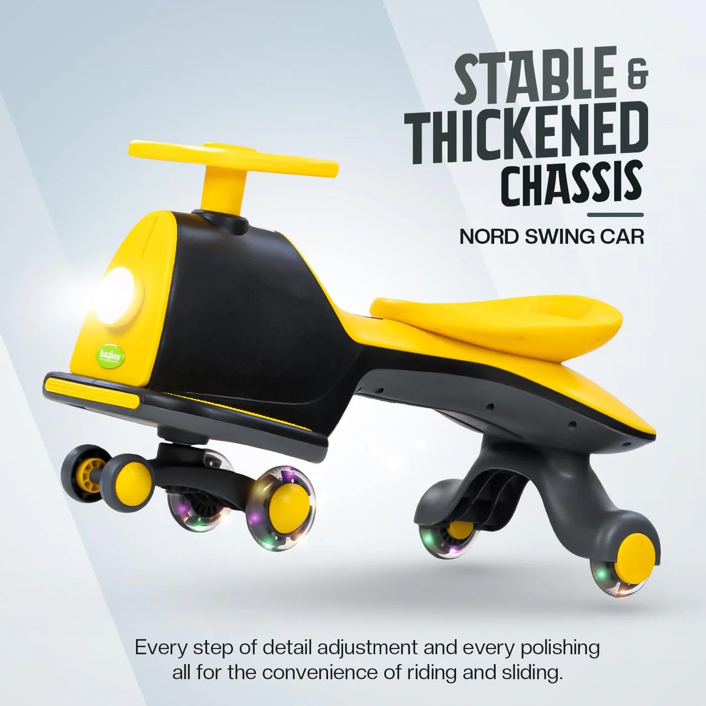 Baybee Nord Kids Magic Swing Car for Kids-Black/Yellow