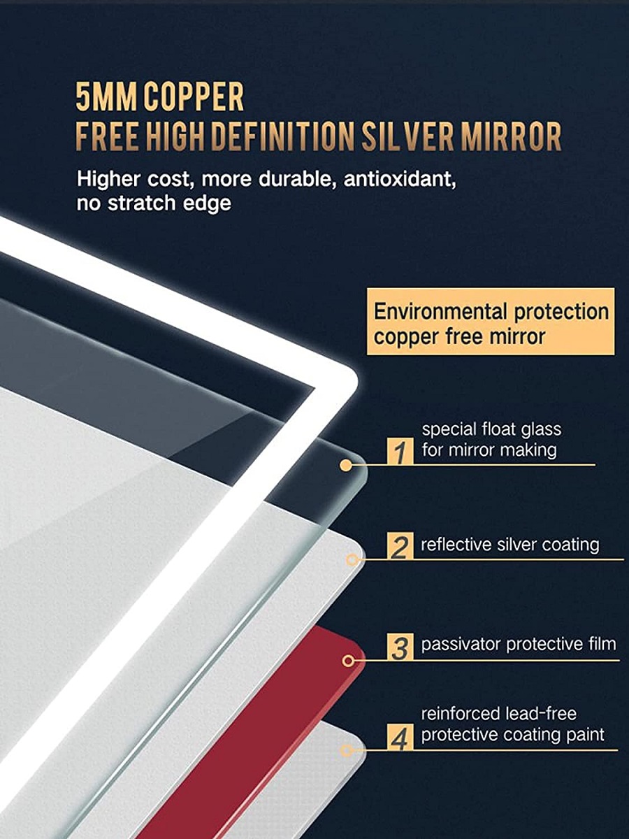 Rectangular LED Touch Sensor Mirror