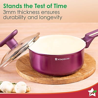 Wonderchef Bellagio Sauce Pan 16 cm 1.4 L Non-Stick Ceramic Coating Wonderchef Bellagio Sauce Pan 16 cm 1.4 L Non-Stick Ceramic Coating