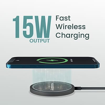 Ambrane MagSafe 15W Wireless Charging Pad for Apple iPhone 15/15 Plus/15 Pro/15 Pro Max, iPhone 14/14 Plus/14 Pro/Max, iPhone 13/12/11 Series and All Qi-Enabled Devices